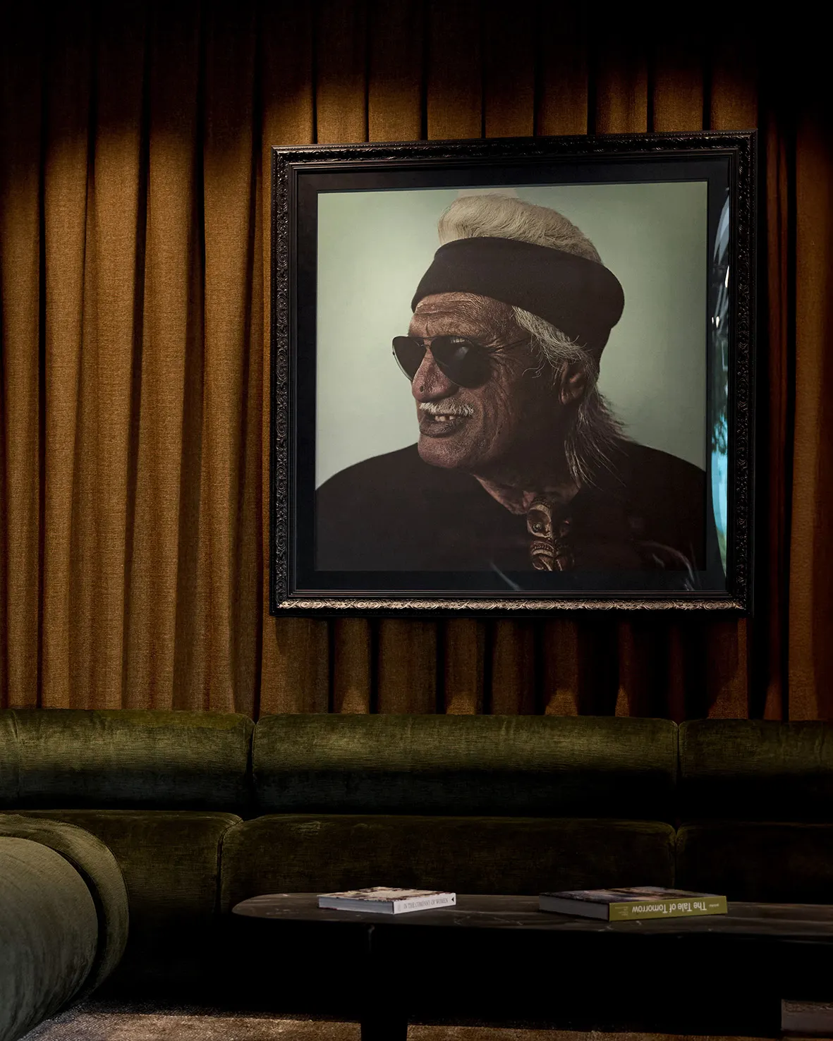 Abstract Hotel reception with original artwork